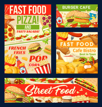 Fastfood restaurant and street food posters