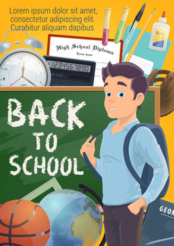 Pupil and Back to School on blackboard poster