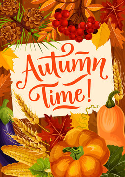 Autumn time quote seasonal reap harvest poster