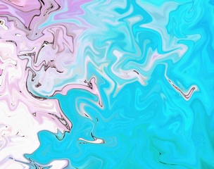 Abstract crazy swirl background. Liquid paint texture in expressionism style. Marble creative backdrop. Graphic fantasy modern fluid drawing. Marbled design with vortex elements. Bright warm colors. 