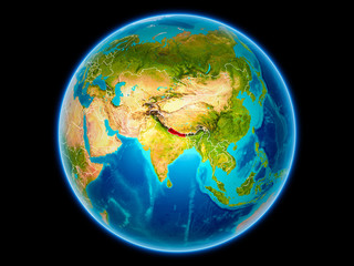 Nepal on Earth from space