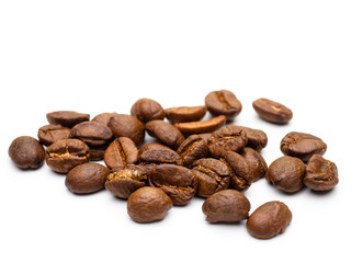 Coffee beans on white background.