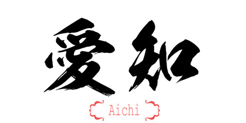 Calligraphy word of Aichi in white background