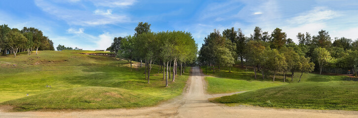 Fototapeta na wymiar Golf park Frisbeegolbane in Bodo, Norway.
