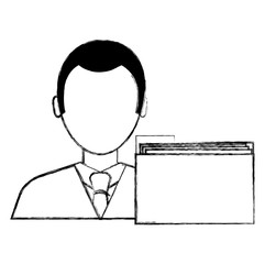 businessman avatar with folder character vector illustration design