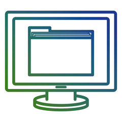 computer display with folder vector illustration design