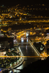 Landscape of the city of Bilbao at night, Spain