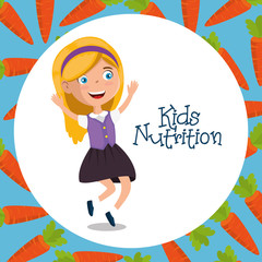 happy girl with nutrition food vector illustration design