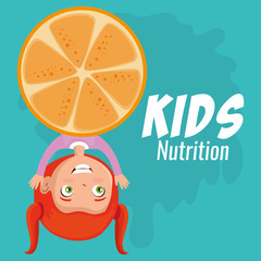 happy girl with nutrition food vector illustration design