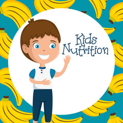 happy boy with nutrition food vector illustration design