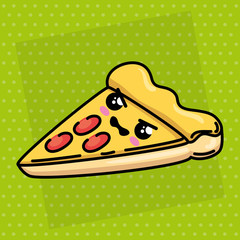 delicious pizza kawaii character