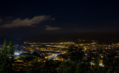 Landscape of the city of Bilbao at night, Spain