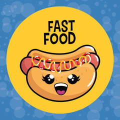 delicious hot dog kawaii character