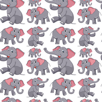 Cute elephant seamless background