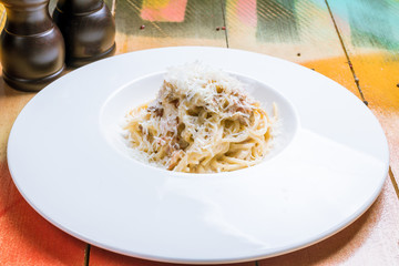 Spaghetti Carbonara with bacon