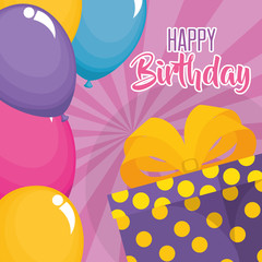 happy birthday card with balloons air