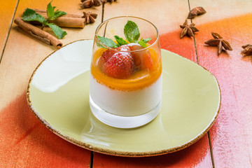 Panna cotta with passion fruit