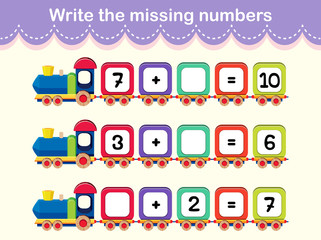 Write the missing numbers train poster