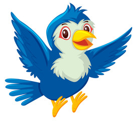 A cute blue bird on white background