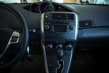 Car control panel close up, dashboard