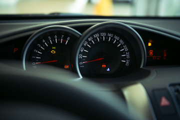 Car control panel close up, dashboard