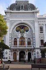 Fototapeta premium The Chuquisaca Governorship Palace in Plaza 25 de Mayo Square, Sucre, Bolivia