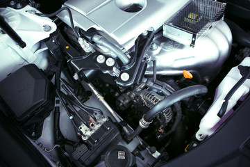 close-up of a car engine