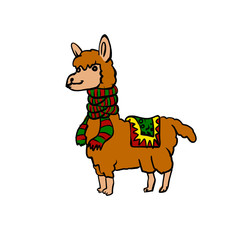 Cartoon llama with scarf
