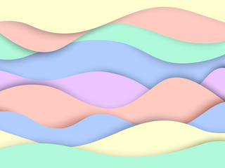 abstract curve pastel tone vector background, wave overlapping with shadow modern concept, space for text or message, paper art design