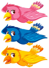 A set of flying bird on white background