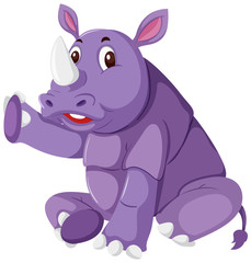 A cute rhinoceros on white background