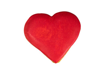 Heart shaped gingerbread cookie isolated on white background