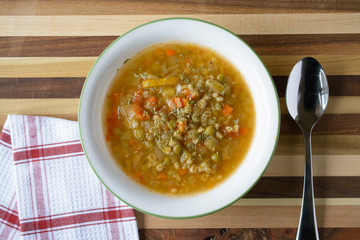 Diet soup on table with spoon