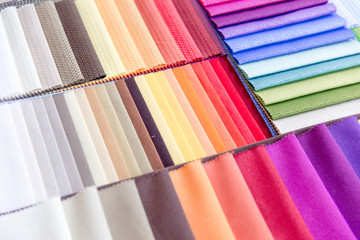 Rolls of fabric and textiles in a shop or store