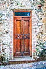 Fototapeta na wymiar crafted wooden door of ancient building