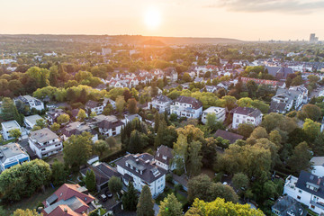 Aerial drone view of streets in Bonn bad godesberg the former capital of Germany with typical...
