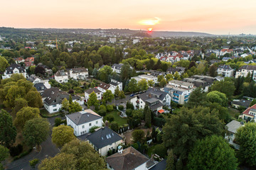Aerial drone view of streets in Bonn bad godesberg the former capital of Germany with typical...