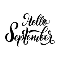 Hello September lettering. Elements for invitations, posters, greeting cards. Seasons Greetings