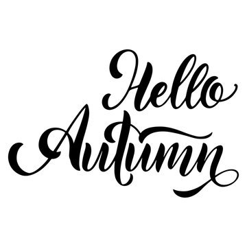 Hello Autumn lettering. Elements for invitations, posters, greeting cards. Seasons Greetings