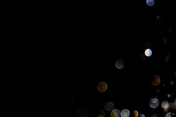 bokeh of water drops levitating in the air reflection