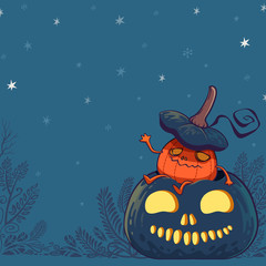 Fototapeta premium jack o' lantern pumpkins monster character design vector illustration