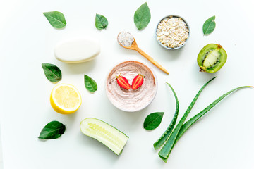 Fresh herbs,fruits and essential oil for skin care