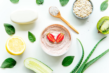 Fresh herbs,fruits and essential oil for skin care