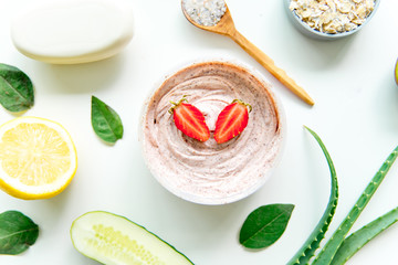 Fresh herbs,fruits and essential oil for skin care