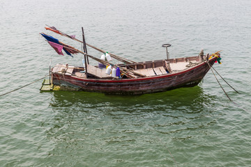 Obraz premium Orange wood fishing boat