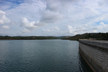 Obraz premium View to lake Marathon and Marathon Dam near Athens, Greece