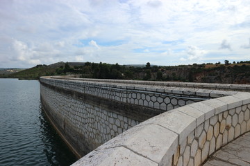 View to lake Marathon and Marathon Dam near Athens, Greece