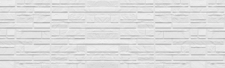 Tissu par mètre Pierres Panorama du fond et du motif de mur de carreaux de pierre moderne blanc