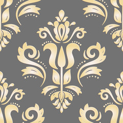 Seamless oriental golden ornament. Fine traditional oriental pattern with 3D elements, shadows and highlights