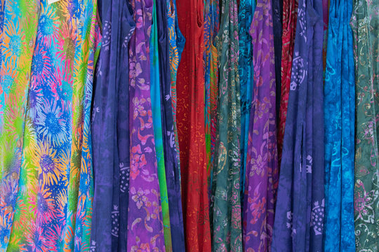 Colorful dresses and clothes as a background.